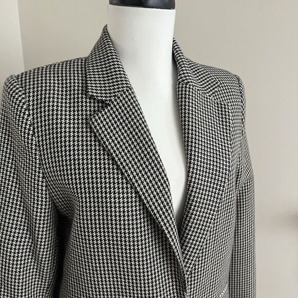 Mango Houndstooth Tweed Blazer S Checkered Jacket Academia Preppy Old Money - Picture 8 of 12